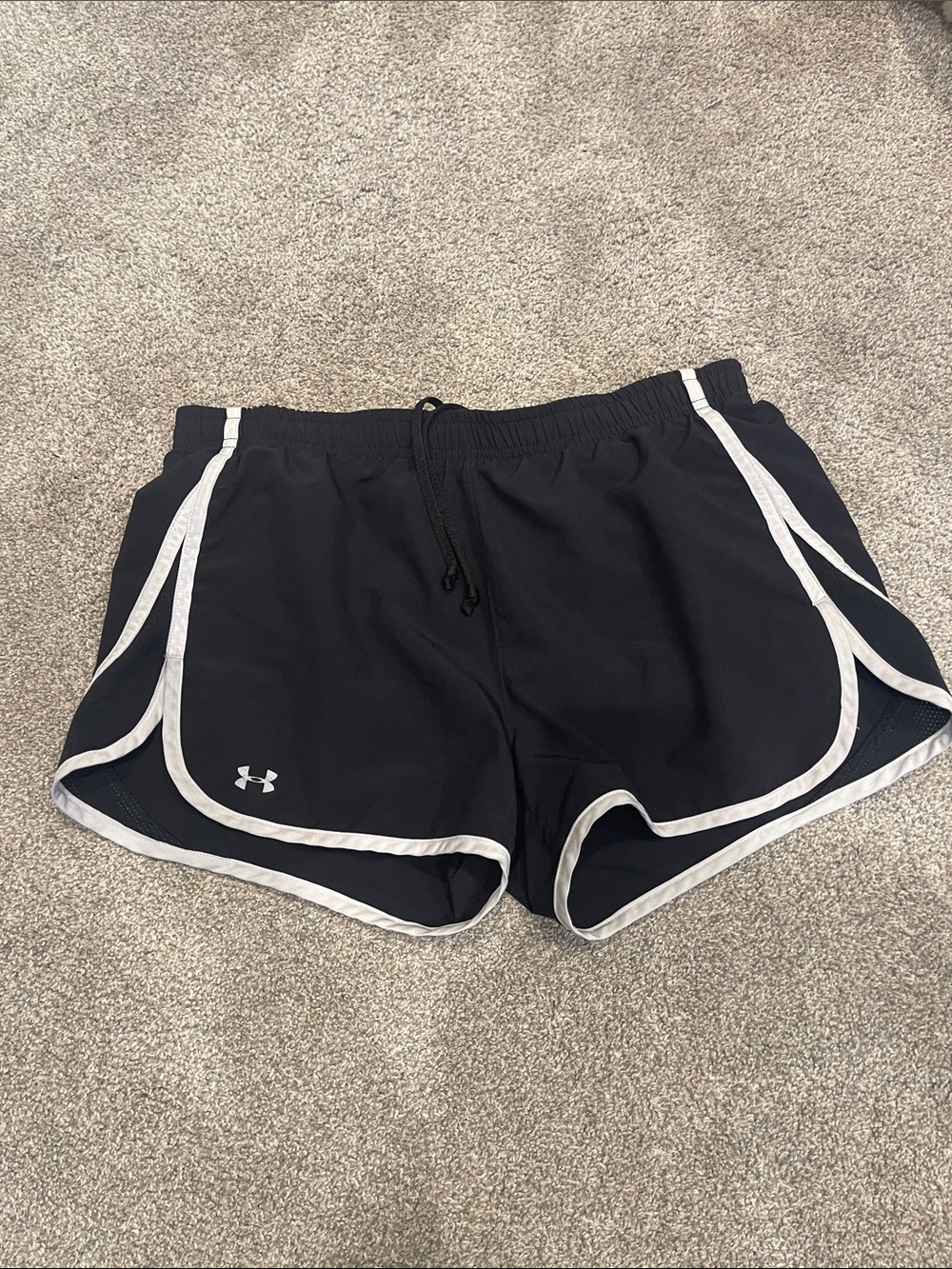Under Armour Black Athletic Shorts with White Piping